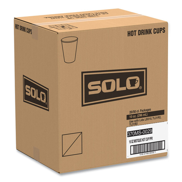 DART SOLO® 370MS Single Sided Poly Paper Hot Cups, 10 oz, Mistique Design, 50/Bag, 20 Bags/Carton