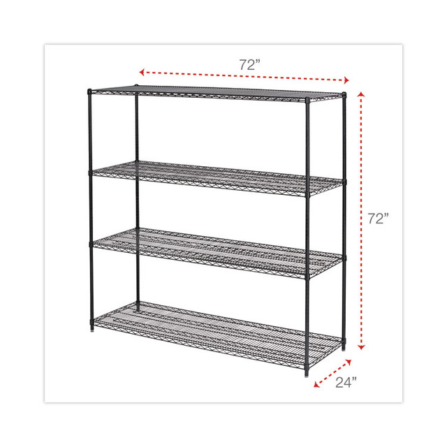 ALERA SW207224BA BA Plus Wire Shelving Kit, Four-Shelf, 72w x 24d x 72h, Black Anthracite Plus