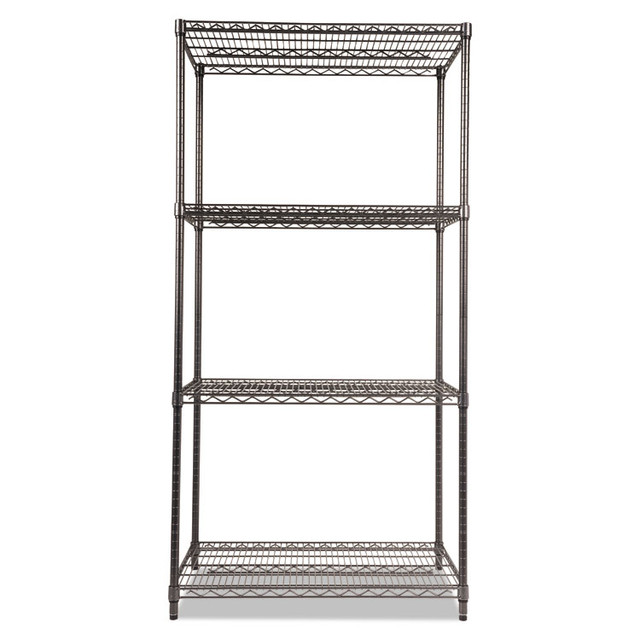 ALERA SW50-3624BA Wire Shelving Starter Kit, Four-Shelf, 36w x 24d x 72h, Black Anthracite