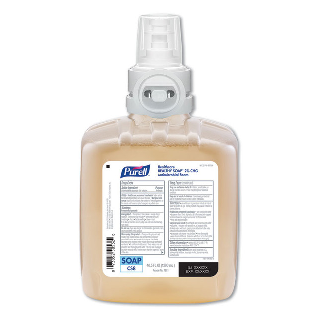 GO-JO INDUSTRIES PURELL® 788102 Healthy Soap 2.0% CHG Antimicrobial Foam Refill for CS8 Dispensers, Fragrance-Free, 1,200 mL, 2/Carton