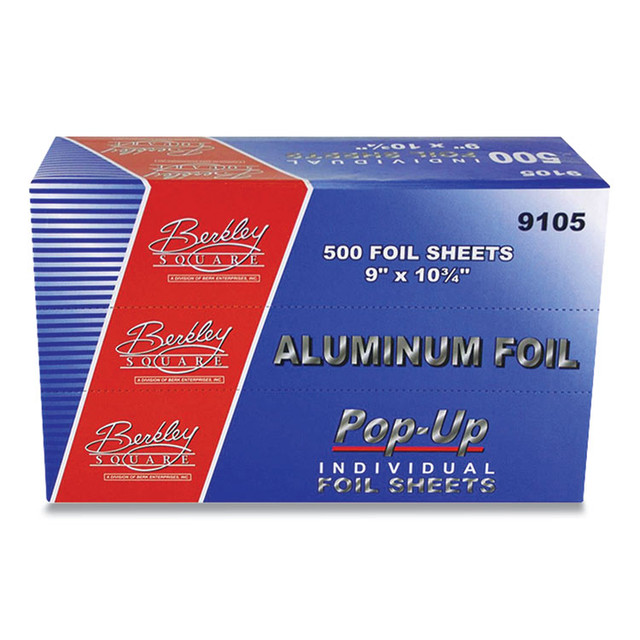 BERK ENTERPRISES INC Berkley Square 1379000 Pop-Up Aluminum Foil, 9 x 10.75, 500 Sheets/Pack, 6 Packs/Carton