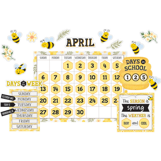 TEACHER CREATED RESOURCES Teacher Created Resources® Buzzing Bees Calendar Bulletin Board Set, 131 Pieces