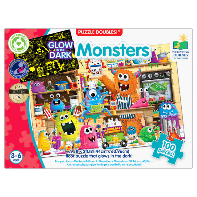 UNIVERSITY GAMES The Learning Journey International Puzzle Doubles - Glow In The Dark - Monsters UNIVERSITY GAMES The Learning Journey International Puzzle Doubles - Glow In The Dark - Monsters