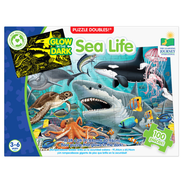 UNIVERSITY GAMES The Learning Journey International Puzzle Doubles - Glow In The Dark - Sea Life