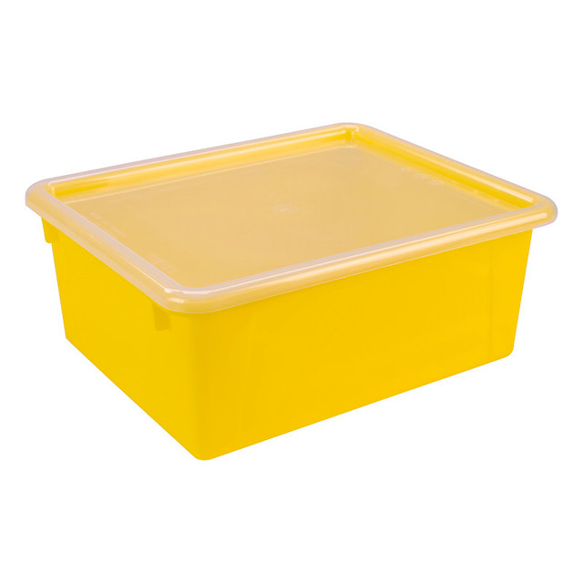 STOREX INDUSTRIES Storex Deep Storage Tray with Lid, Yellow