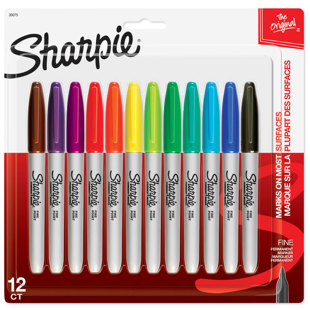NEWELL BRANDS DISTRIBUTION LLC Sharpie® Permanent Markers, Fine Point, Assorted Colors, 12 Count