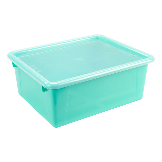 STOREX INDUSTRIES Storex Deep Storage Tray with Lid, Teal