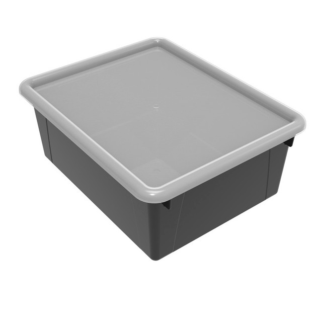 STOREX INDUSTRIES Storex Deep Storage Tray with Lid, Black