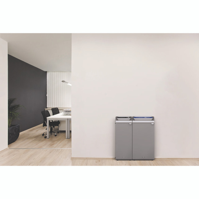RUBBERMAID COMMERCIAL PROD. 1961622 Configure Indoor Recycling Waste Receptacle, Mixed Recycling, 23 gal, Metal, Gray