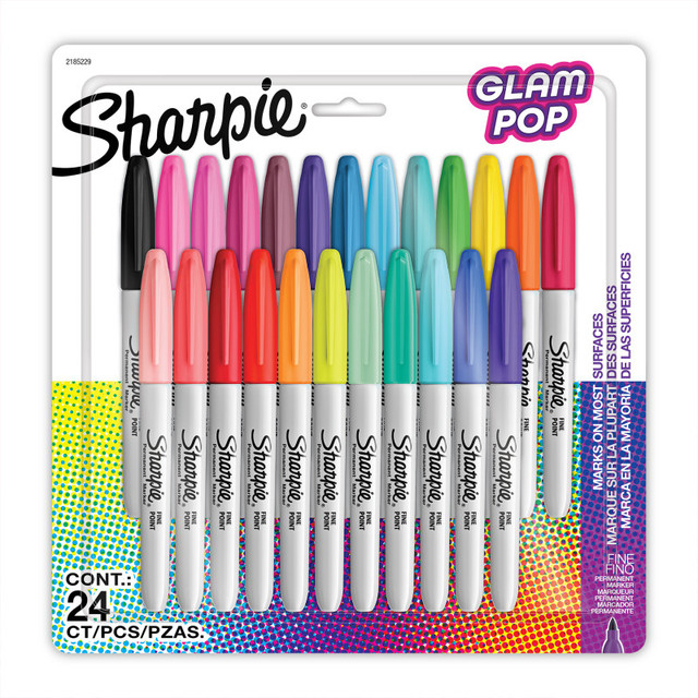 NEWELL BRANDS DISTRIBUTION LLC Sharpie® Glam Pop Permanent Markers, Fine Point, 24 Count