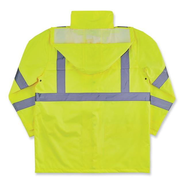 TENACIOUS HOLDINGS, INC. ergodyne® 24336 GloWear 8366 Class 3 Lightweight Hi-Vis Rain Jacket, Polyester, 2X-Large, Lime