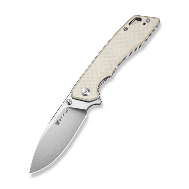 SENCUT S25055-2 Stratex Flipper & Thumb Stud Knife Ivory G10 Handle (3.17"" Satin Finished 9Cr18MoV Blade)