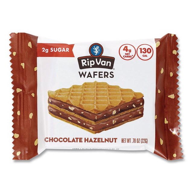 RIP VAN RVW70519 Wafers, Chocolate Hazelnut, 0.78 oz Packet, 16/Box