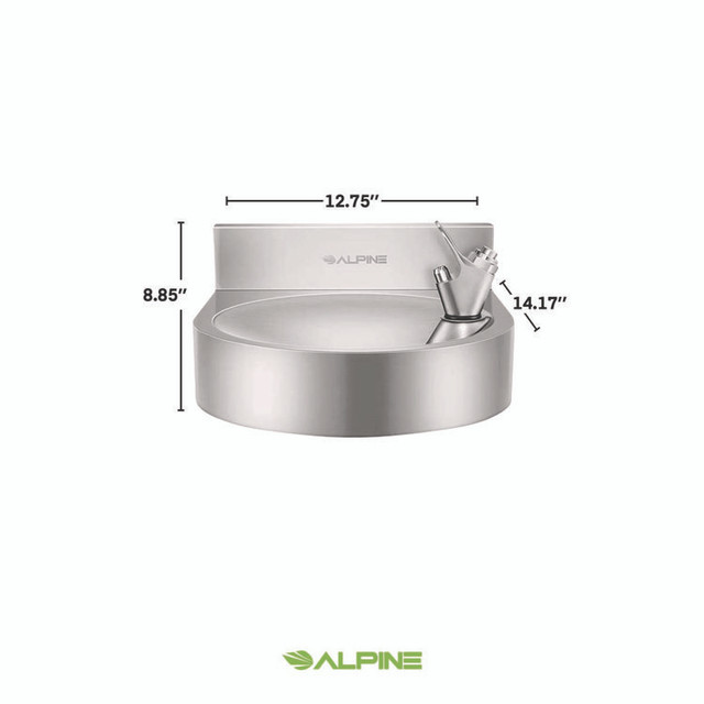 ALPINE INDUSTRIES ALP70001 Wall-Mounted Indoor/Outdoor Water Fountain, Single-Level, Non-Filtered, Non-Refrigerated, Silver
