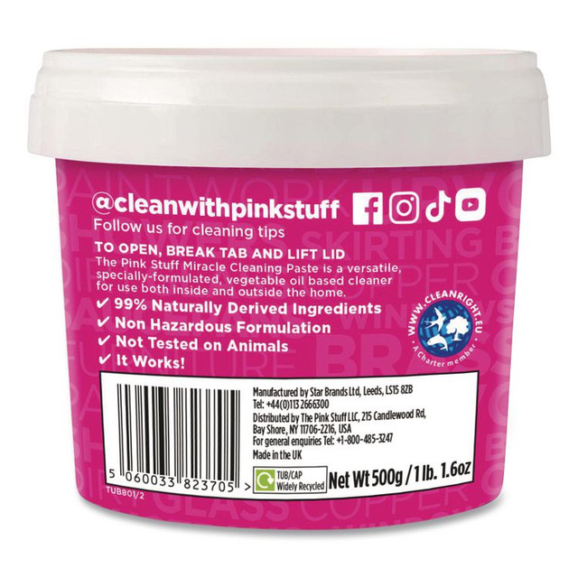 STAR BRANDS LIMITED The Pink Stuff 823781CT Miracle Cleaning Paste, Floral Scent, 17.6 oz Jar, 6/Carton