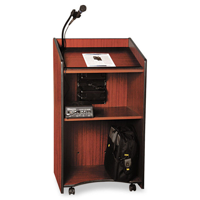 AMPLIVOX PORTABLE SOUND SYS. SW450-MH Presidential Plus Wireless Lectern, 50 W, 25.5 x 20.5 x 46.5, Mahogany