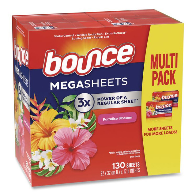 PROCTER & GAMBLE Bounce® 05151PK Fabric Softener Sheets, Paradise Blossom Scent, 130 Sheets/Pack