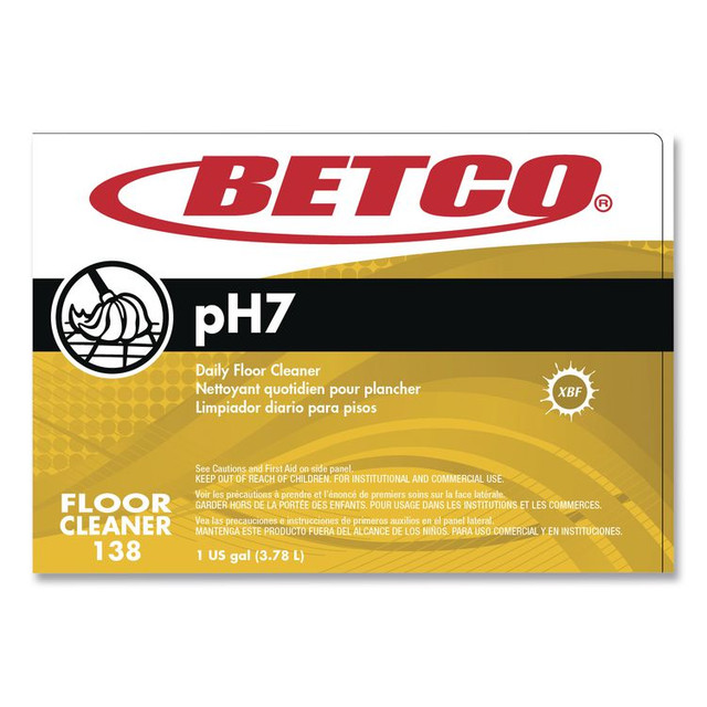 BETCO CORPORATION 1380400EA pH7 Floor Cleaner, Lemon Scent, 1 gal Bottle