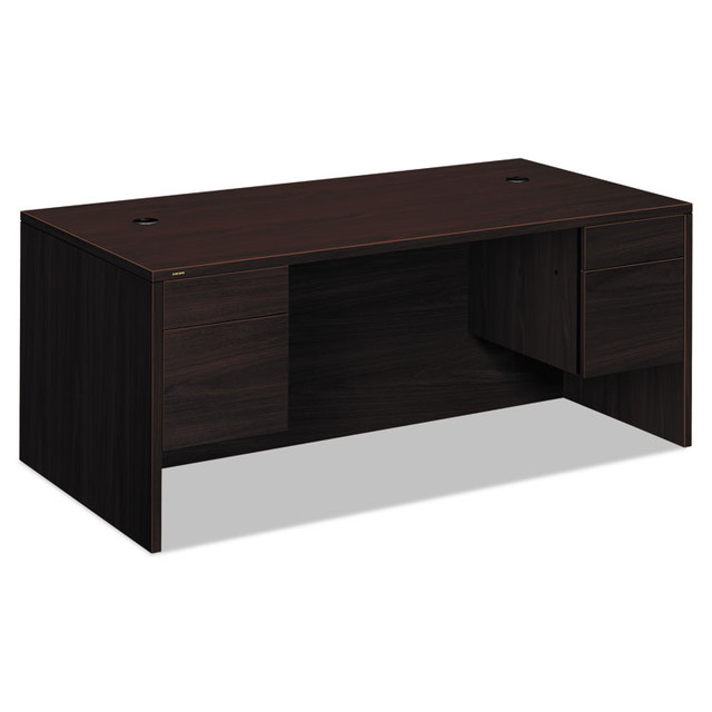 HON COMPANY 10593NN 10500 Series Double 3/4-Height Pedestal Desk, Left and Right: Box/File, 72" x 36" x 29.5", Mahogany
