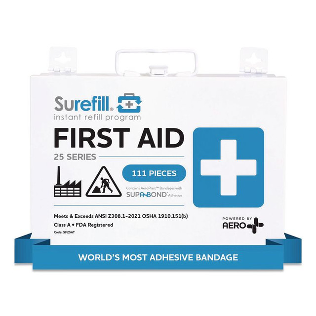 AERO HEALTHCARE SUREFILL™ SF25AT 25 ANSI 2021 A+ First Aid Kit with Metal Case, 111 Pieces