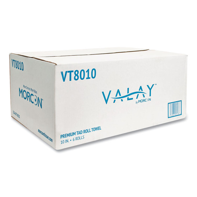 MORCON Tissue VT8010 10 Inch TAD Roll Towels, 1-Ply, 10" x 700 ft, White, 6 Rolls/Carton