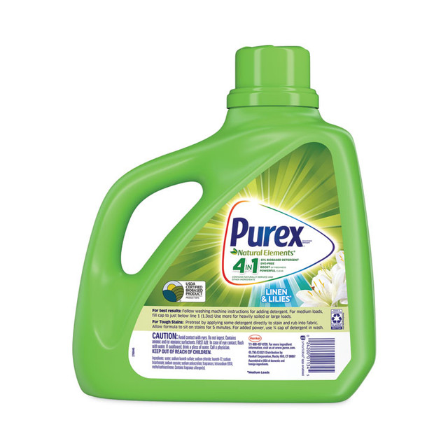 PUREX 01134 Ultra Natural Elements HE Liquid Detergent, Linen and Lilies, 150 oz Bottle, 4/Carton