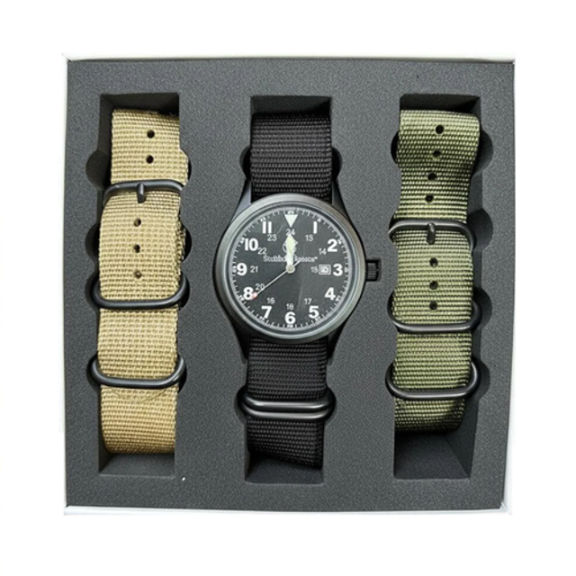 Smith & Wesson SWW-42-BLK 42MM Military Watch- 3 Nato Military Straps