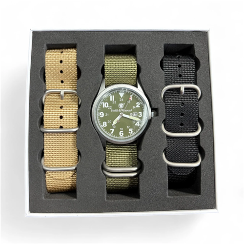 Smith & Wesson SWW-42-OD 42MM Military Watch- 3 Nato Military Straps