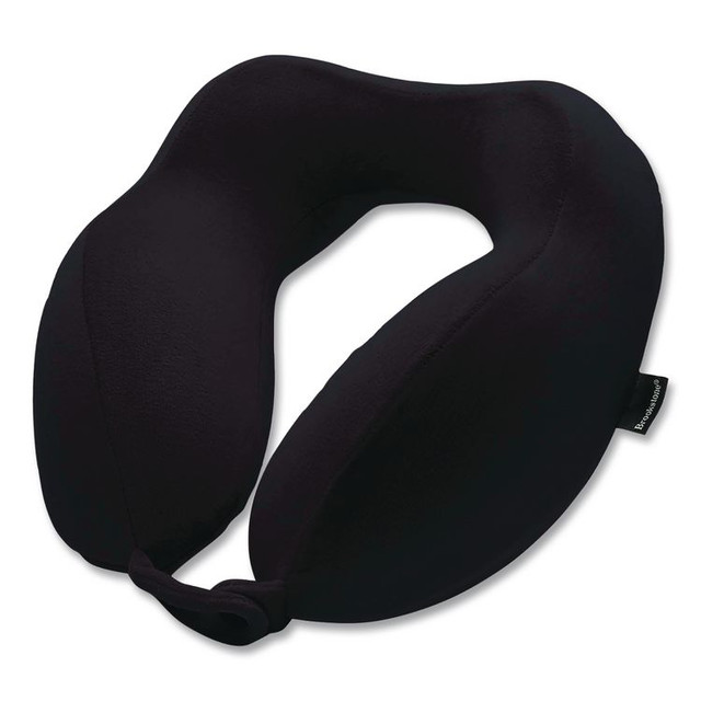 BROOKSTONE BNPM0001 Memory Foam Fabric Travel Pillow, One Size Fits Most, 9.84 x 5.5 x 11, Black