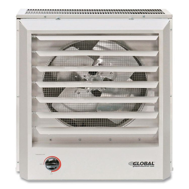 GLOBAL INDUSTRIAL 246132 Unit Heater Horizontal or Vertical Downflow, Multi-Watt, 7,500 W, 19 x 8.5 x 21.43, White