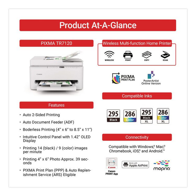 INNOVERA Canon® 7178C002 PIXMA TR7120 Inkjet Printer, Copy/Print/Scan