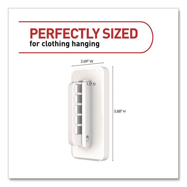 3M/COMMERCIAL TAPE DIV. Command™ 17029ES Folding Clothes Hanger Arm, Individual Slots for Five Clothes Hangers, Plastic, White, Supports 7.5 lb