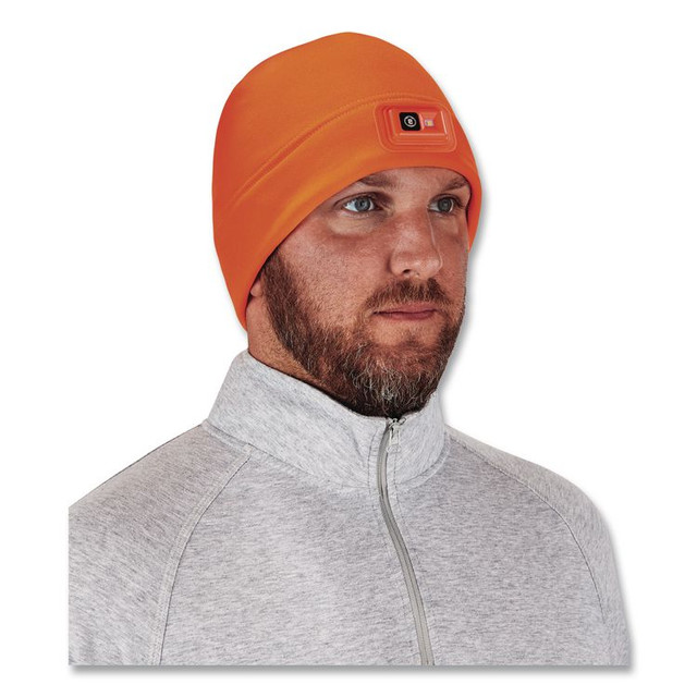 TENACIOUS HOLDINGS, INC. ergodyne® 16791 N-Ferno 6801 Winter Skull Cap with LED Rechargeable Light, Fleece, One Size Fits Most, Orange