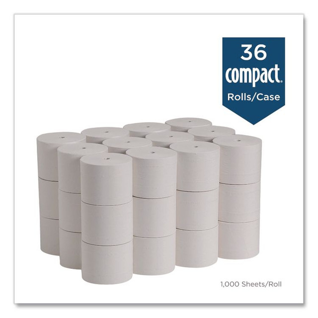GEORGIA PACIFIC Professional 19375B Compact Coreless Recycled Toilet Paper, 2-Ply, White, 1,000 Sheets/Roll, 36 Rolls/Carton