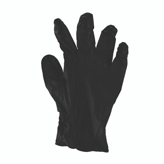 BOARDWALK 396XSBXA 396 Series Disposable General-Purpose Nitrile Gloves, Powder-Free, X-Small, 4.4 mil Thick, 9.5" Long, Black, 100/Box