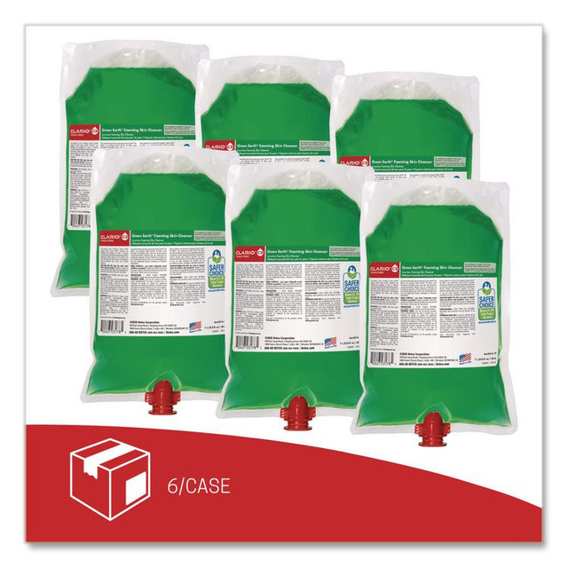 BETCO CORPORATION 781H200 Clario C3 Green Earth Foaming Skin Cleanser, Fresh Meadow, 1,000 mL Refill Bag, 6/Carton