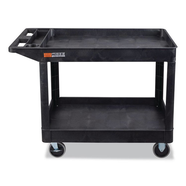 LUXOR WORKSPACES, LLC XLC11B WORKLOAD Two-Shelf Heavy-Duty Industrial Utility Cart, Plastic, 500 lb Capacity, 45.5" x 25.5" x 33", Black