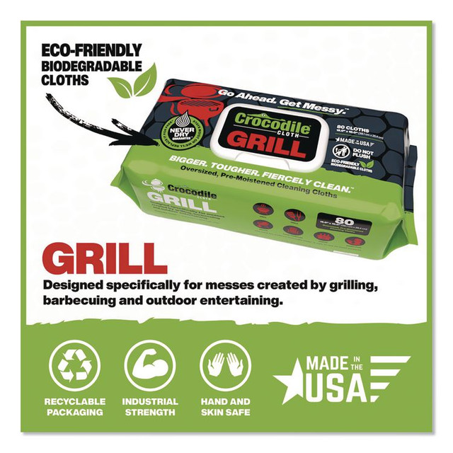 NUVIK USA INC. Crocodile Cloth® 6600080 Grill Cleaning Cloths, 10 x 15, White, 80/Pack