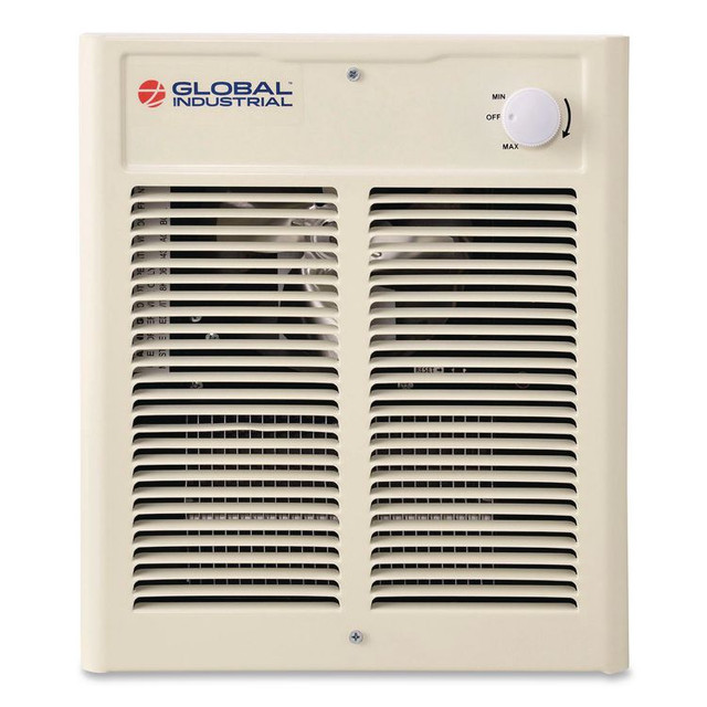 GLOBAL INDUSTRIAL 246744 Fan Forced Wall Heater, Shaded Pole Motor, 1,500 W, 10.63 x 4.75 x 12.25, White