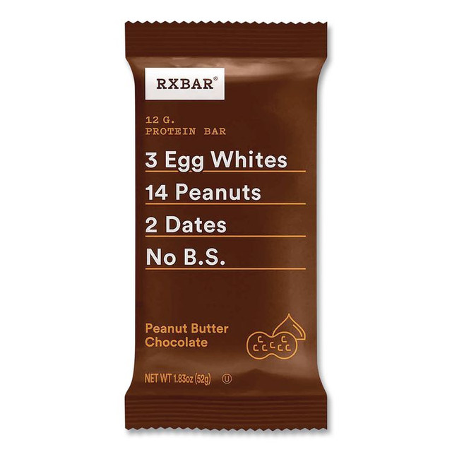 KELLOGG'S RXBAR® CGO00471 Peanut Butter Chocolate Protein Bars, 1.83 oz Individually Wrapped, 12/Box