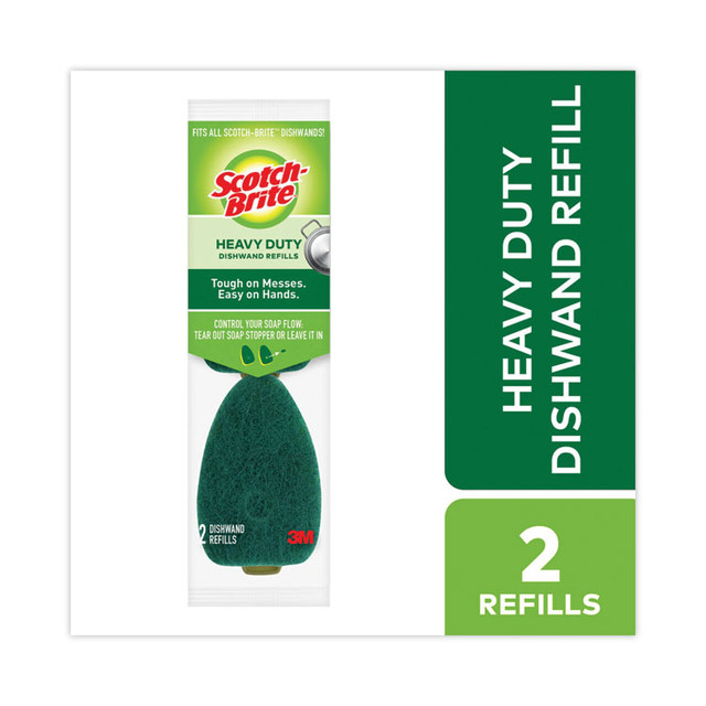 3M/COMMERCIAL TAPE DIV. Scotch-Brite® 481-7-RSC Soap-Dispensing Dishwand Sponge Refills, 2.9 x 2.2, Green, 2/Pack