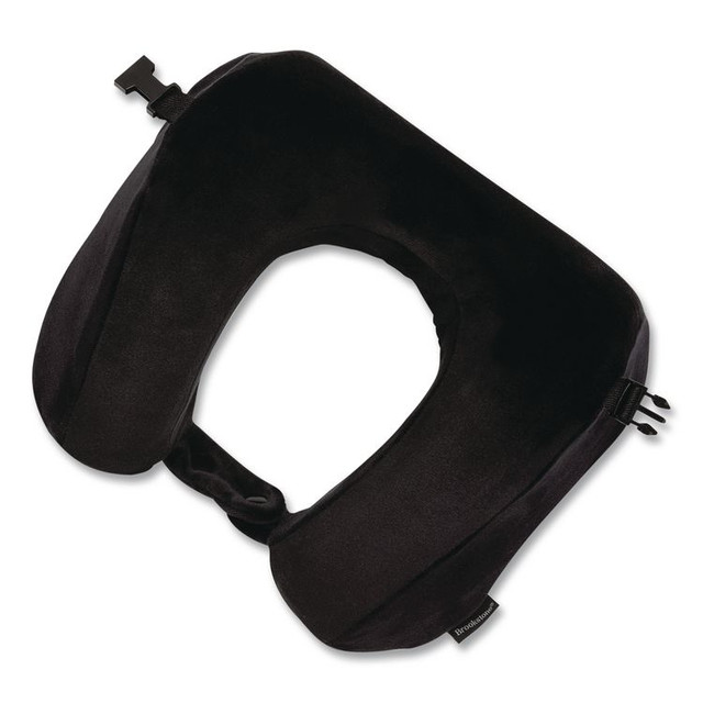 BROOKSTONE BNPM0002 Memory Foam Fleece Travel Pillow, One Size Fits Most, 9.84 x 4.1 x 9, Black