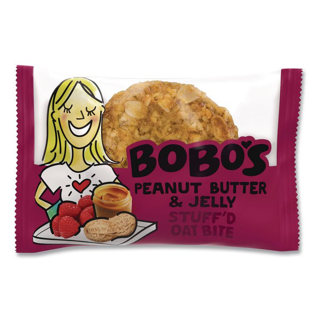 BOBO'S 00216 Stuff'd Oatmeal Bites, Peanut Butter and Jelly, 1.3 oz Individually Wrapped, 25/Box