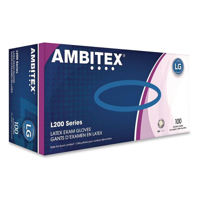 TRADEX INTERNATIONAL AMBITEX® LLG200CT L200 Series Powder-Free Latex Gloves, Large, 5 mil Thick, 9" Long, Cream, 100/Box, 10 Boxes/Carton