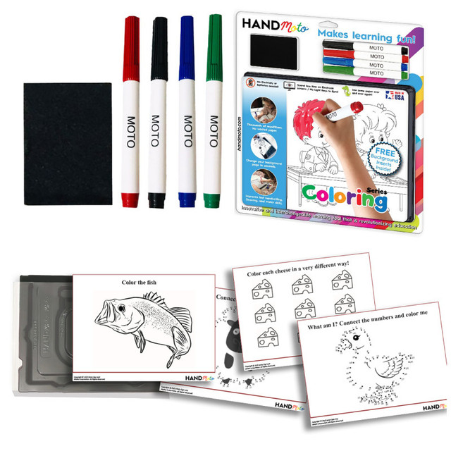 MOTO SIGN AND MEDIA CORPORATION HandMoto® Dry-Erase Learning Board, 4 Markers, 10 Activity Sheets - Coloring Series