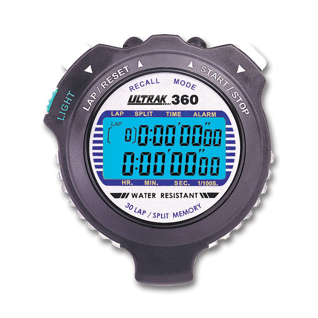 CEI ULTRAK 360 LED Backlight 30 Memory Stopwatch, Black