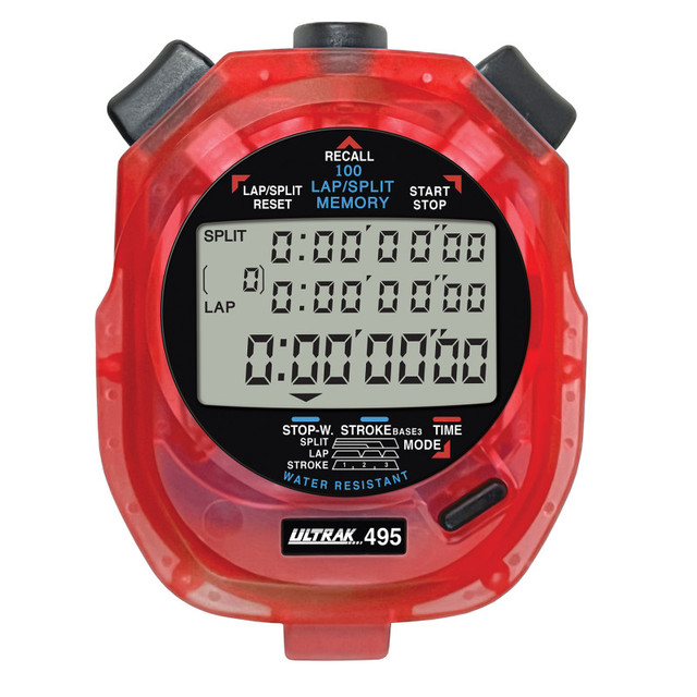 CEI ULTRAK 495 100 Memory Stopwatch, Red