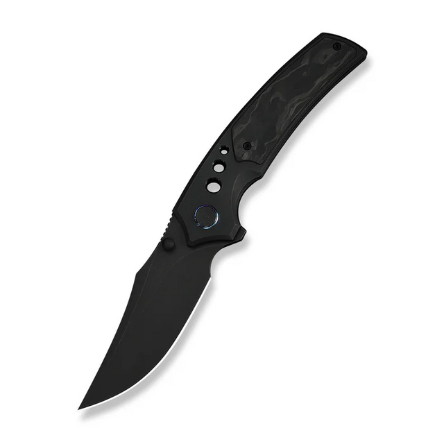 We Knife WE24087-1 Skynix Flipper & Thumb Stud Knife Black Titanium Handle With Marble Carbon Fiber Inlay