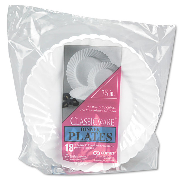 WNA, INC. CW75180W Classicware Plates, Plastic, 7.5" dia, White, 180/Carton