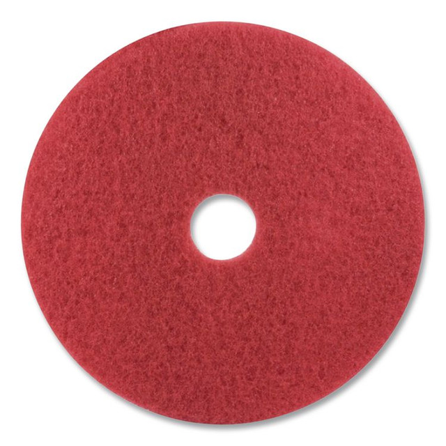 3M/COMMERCIAL TAPE DIV. 08401 Low-Speed Buffer 5100 Floor Pads, 11" Diameter, Red, 5/Carton